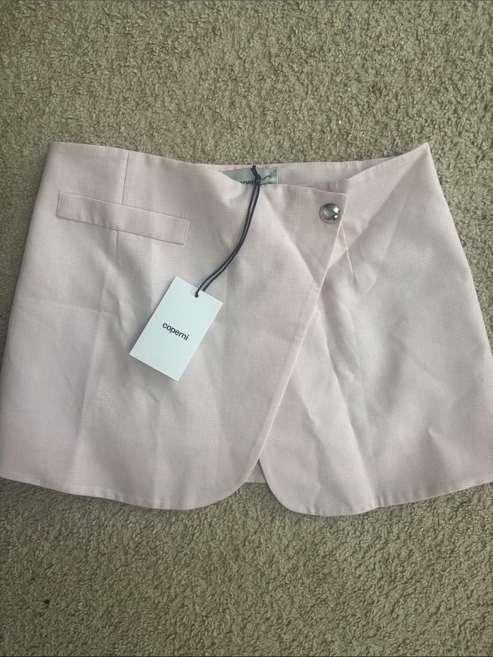 Coperni Women's Light Pink Tailored Overlap Shorts